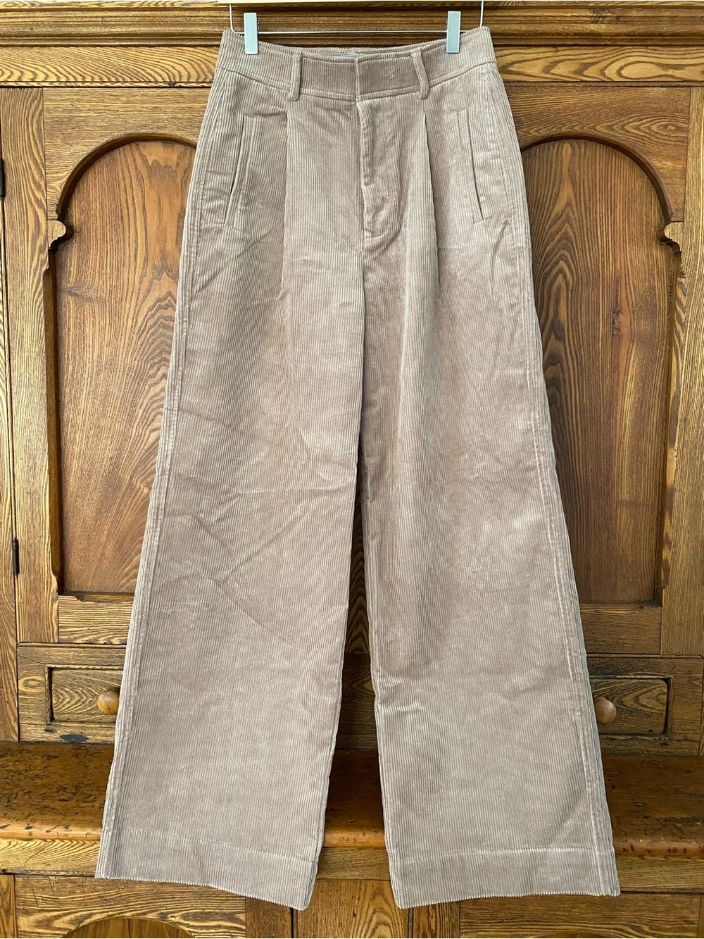 Everlane corduroy way high rise wide leg drape pant tan beige 4 S